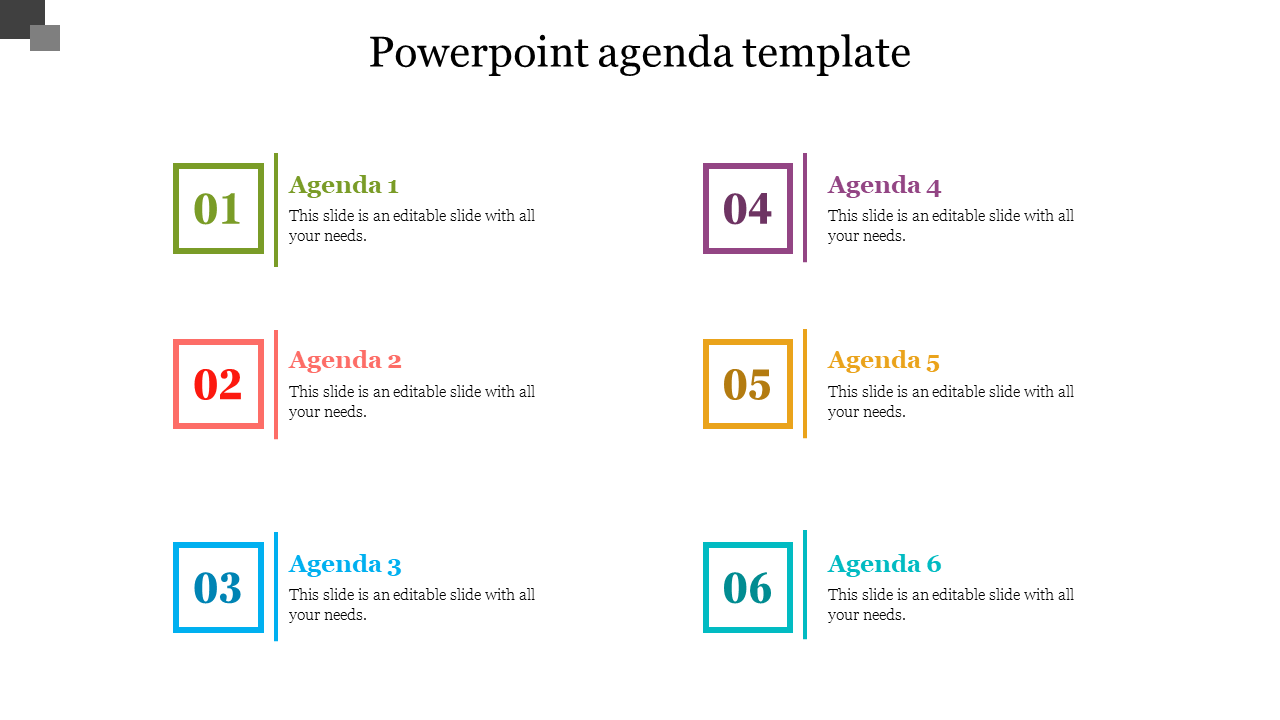 Pleasant PowerPoint Agenda Template Presentation Slides